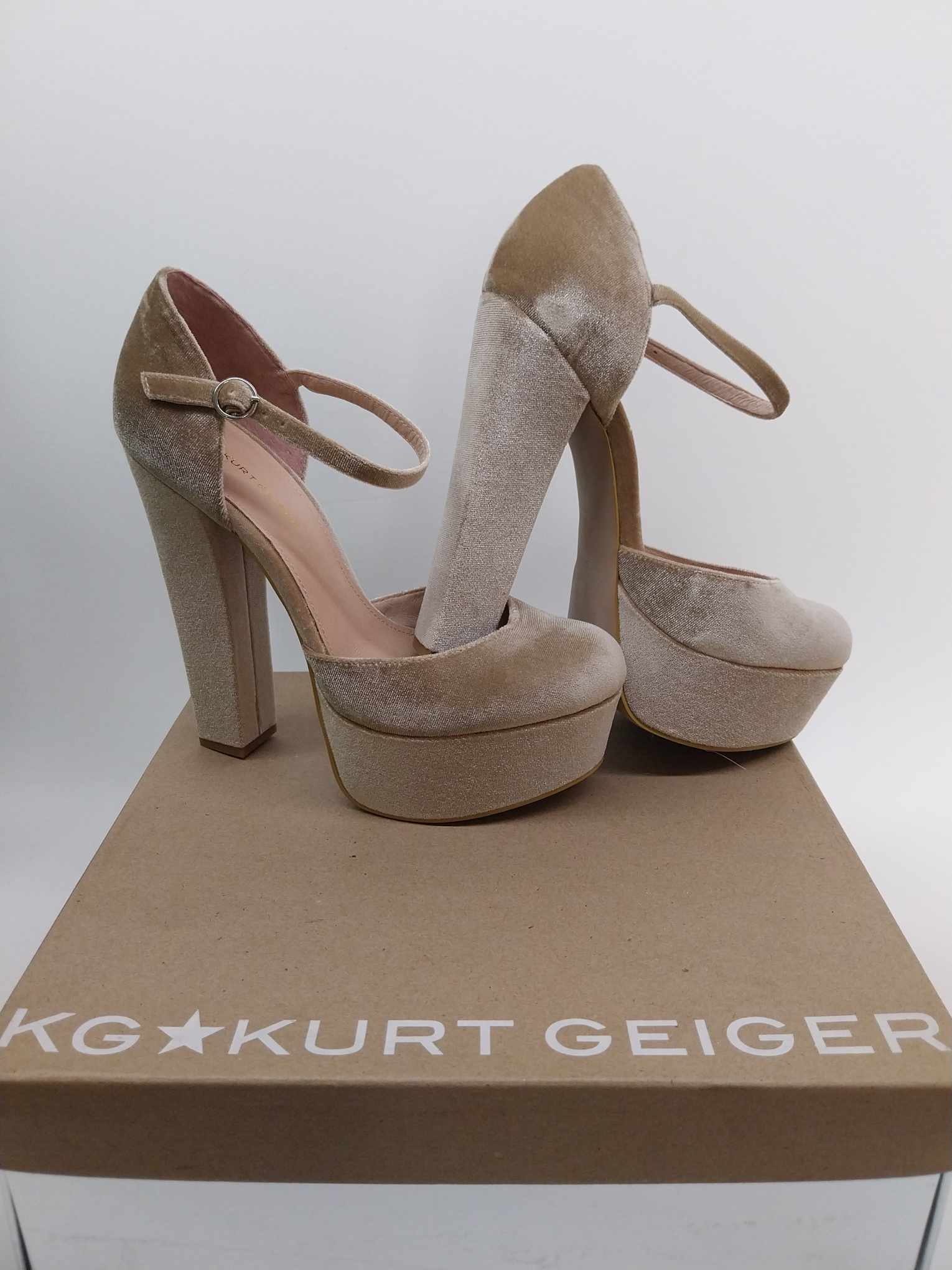 KG Kurt Geiger Platform Heels - Velvet Champagne Women's Shoes