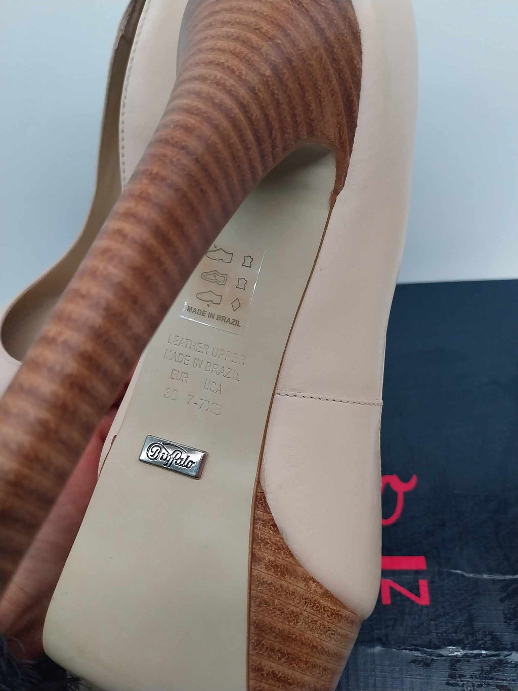 BUFFALO London Platform Heels — Nude Leather, High Stiletto