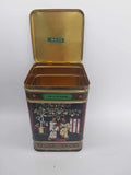 Vintage apple tea tin open lid showing golden interior