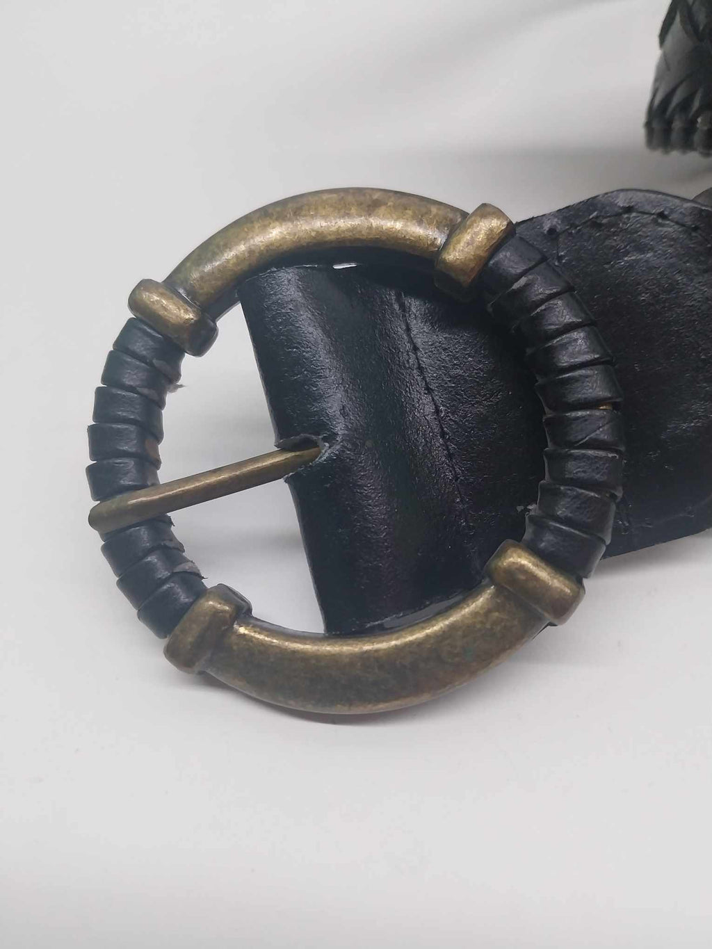 Vintage Braided Leather Belt — Black