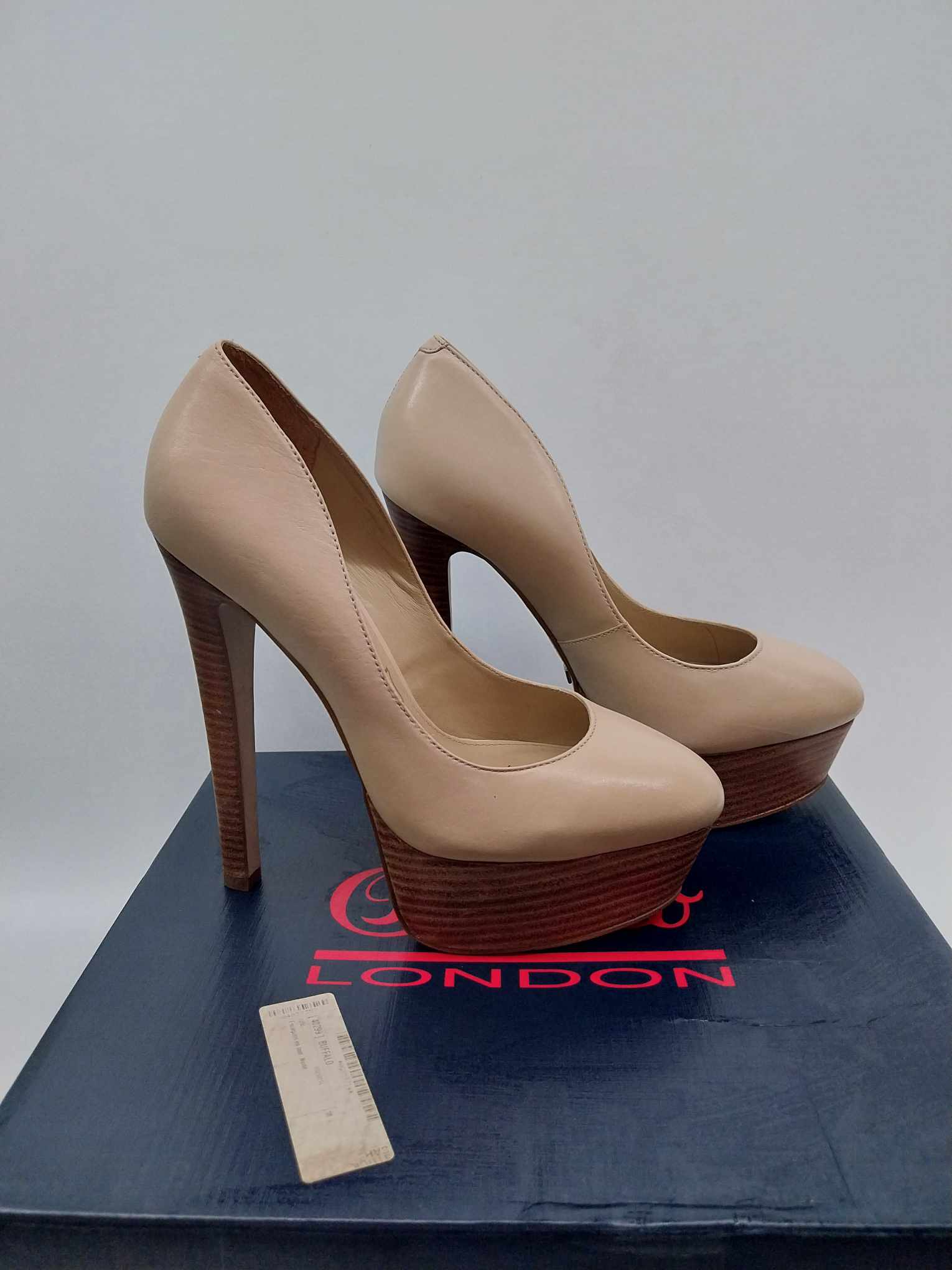 BUFFALO London Platform Heels — Nude Leather, High Stiletto