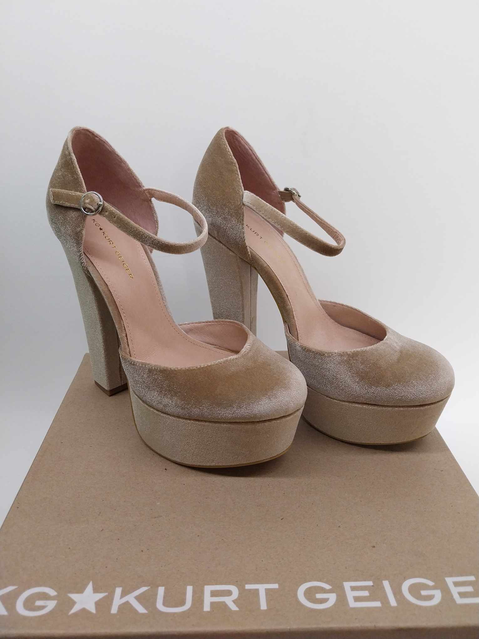 KG Kurt Geiger Platform Heels - Velvet Champagne Women's Shoes