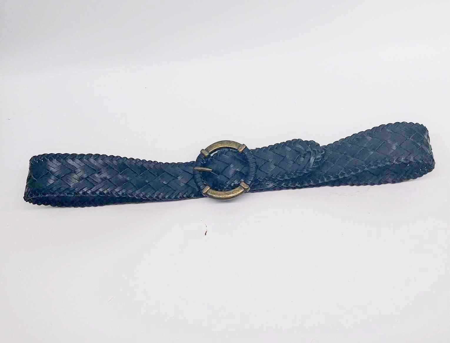 Vintage Braided Leather Belt — Black
