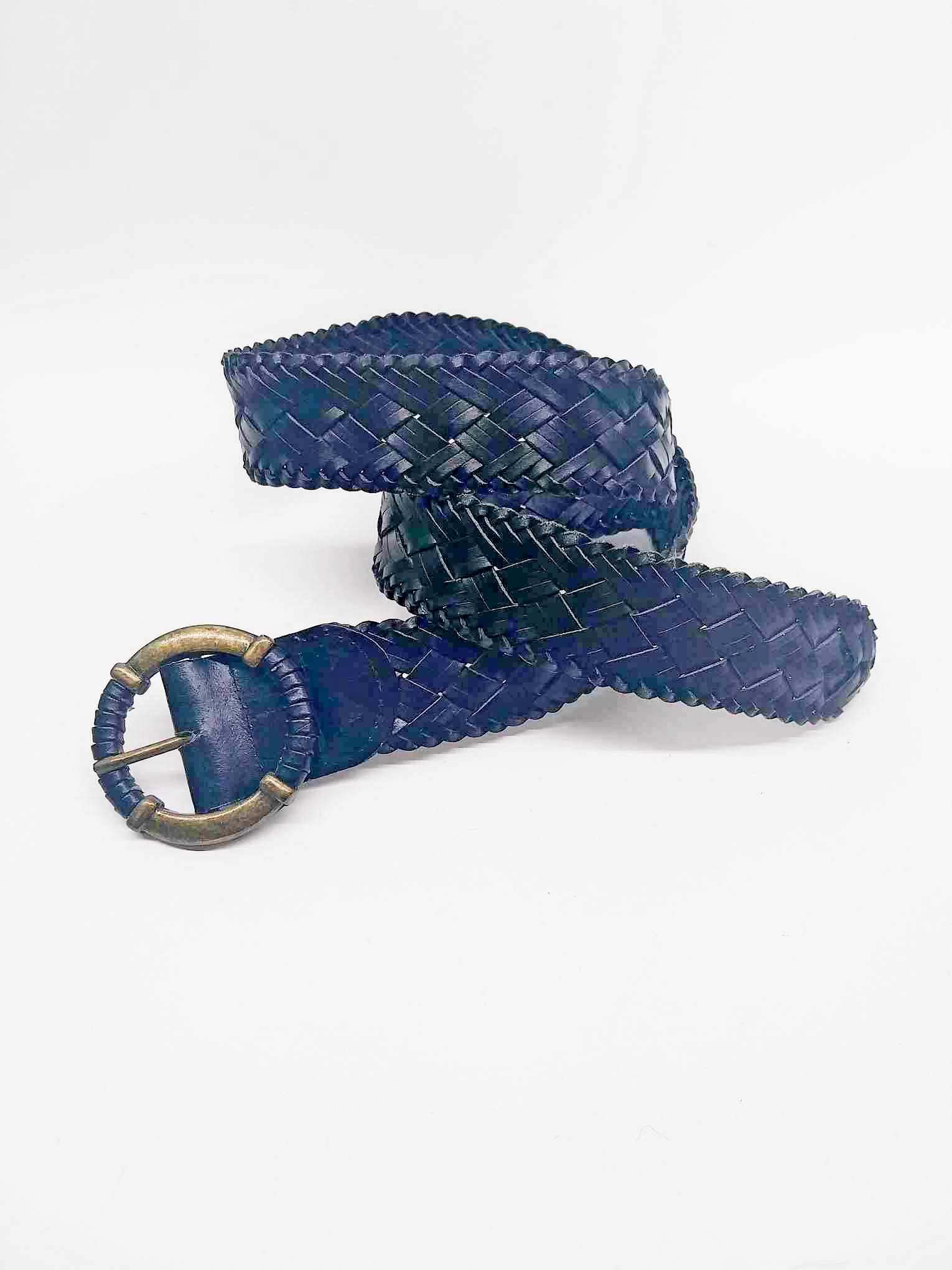 Vintage Braided Leather Belt — Black