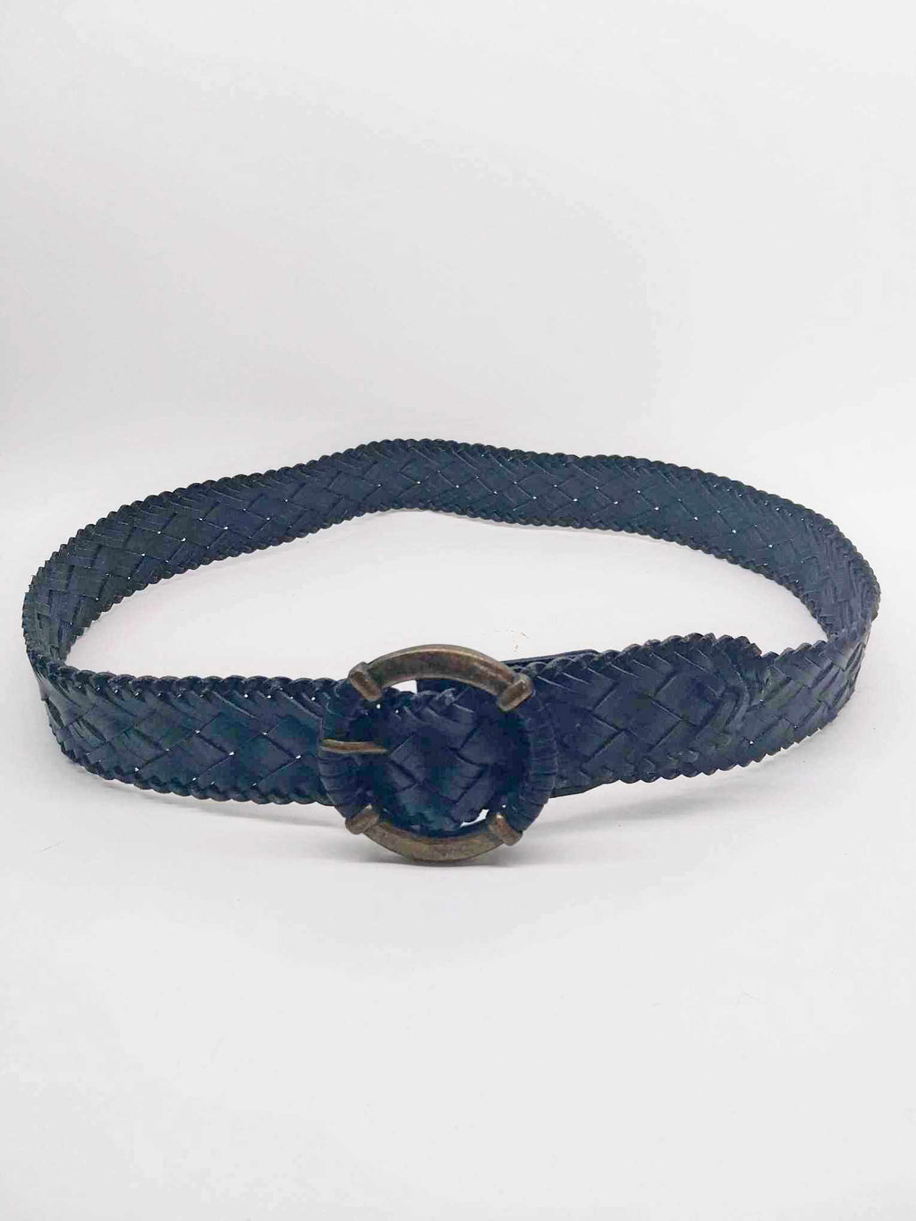 Vintage Braided Leather Belt — Black