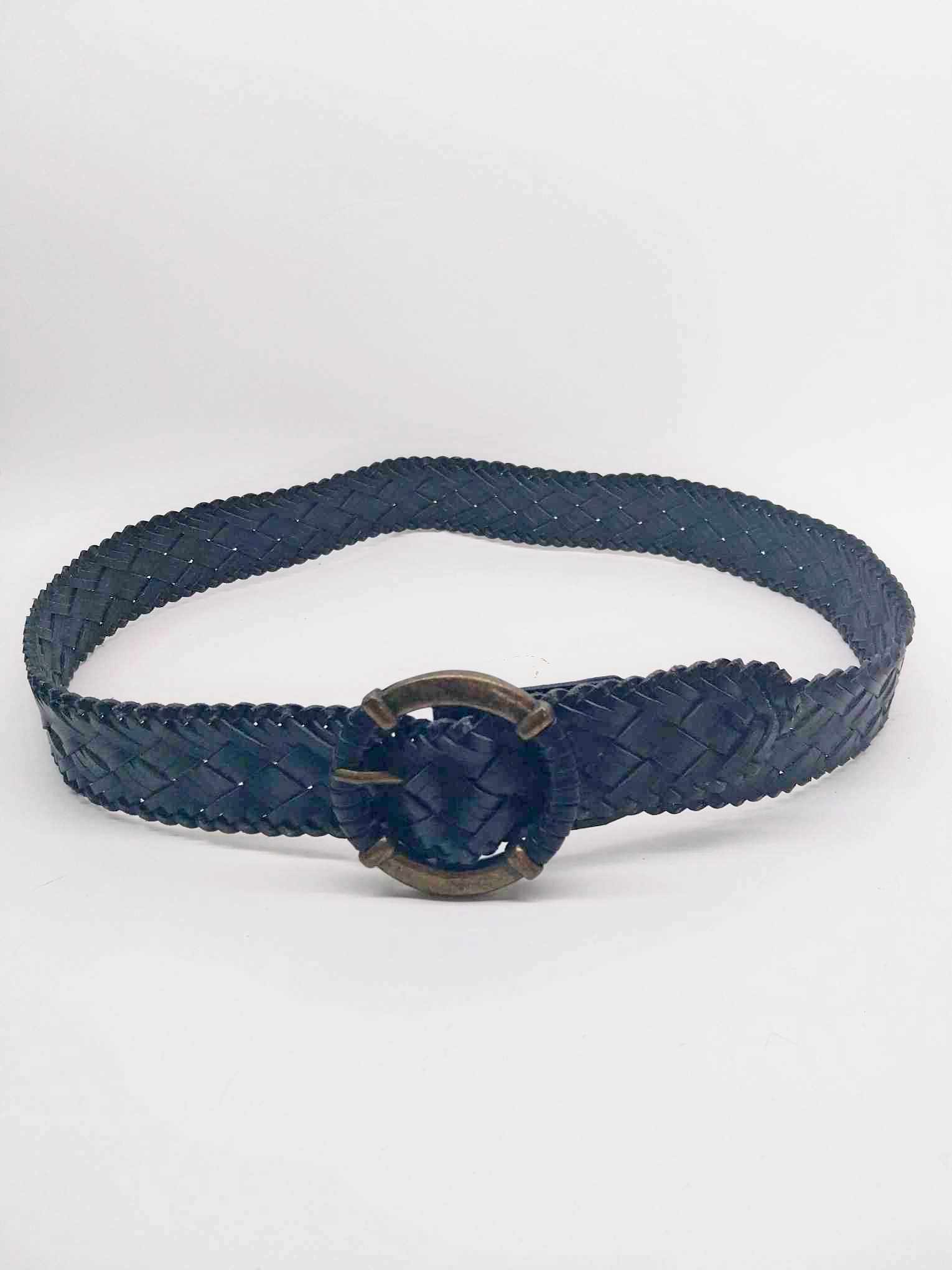 Vintage Braided Leather Belt — Black