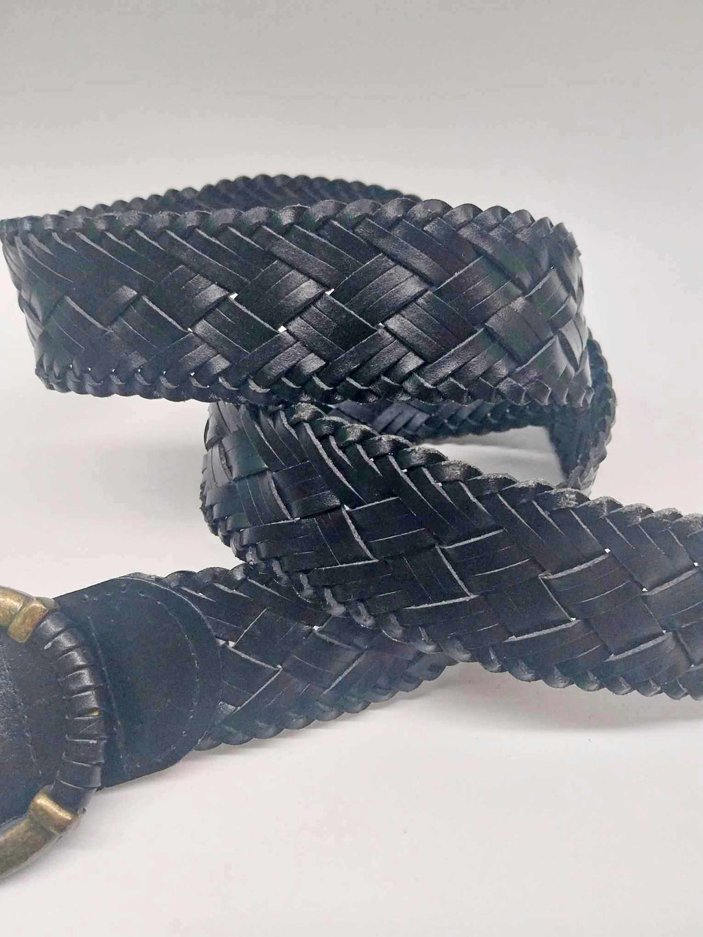 Vintage Braided Leather Belt — Black
