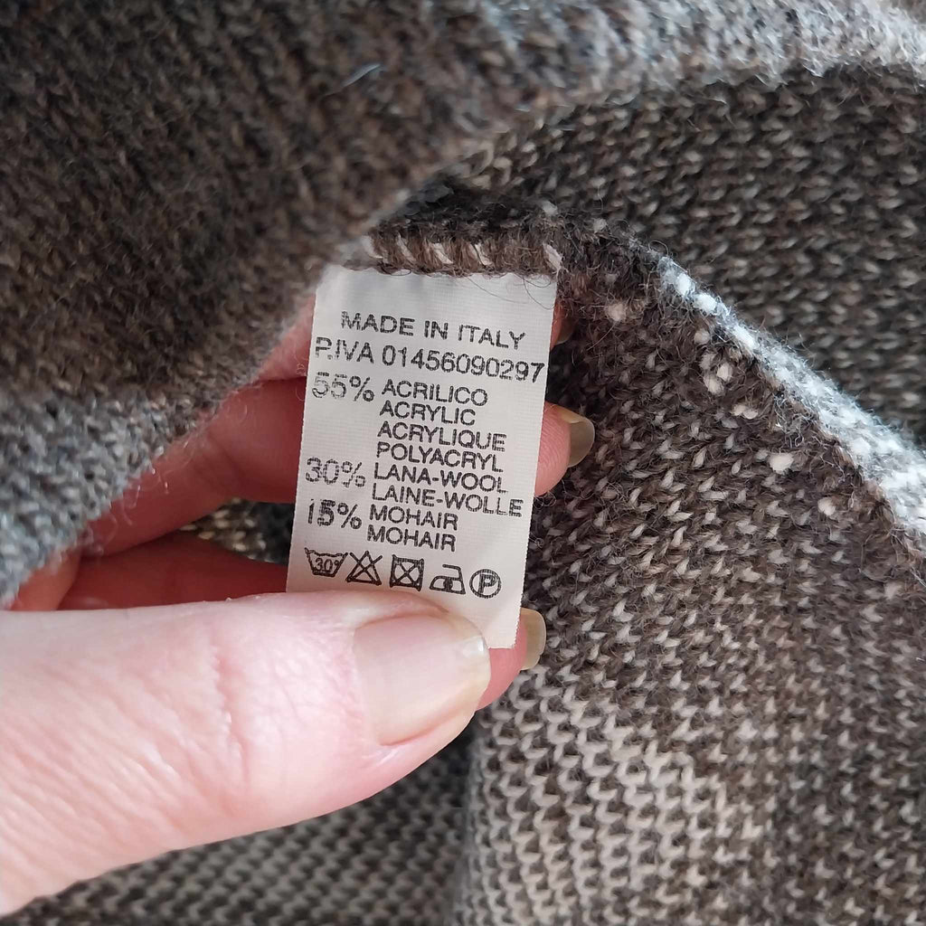 Italian Wool & Mohair Blend Poncho in Brown & Beige