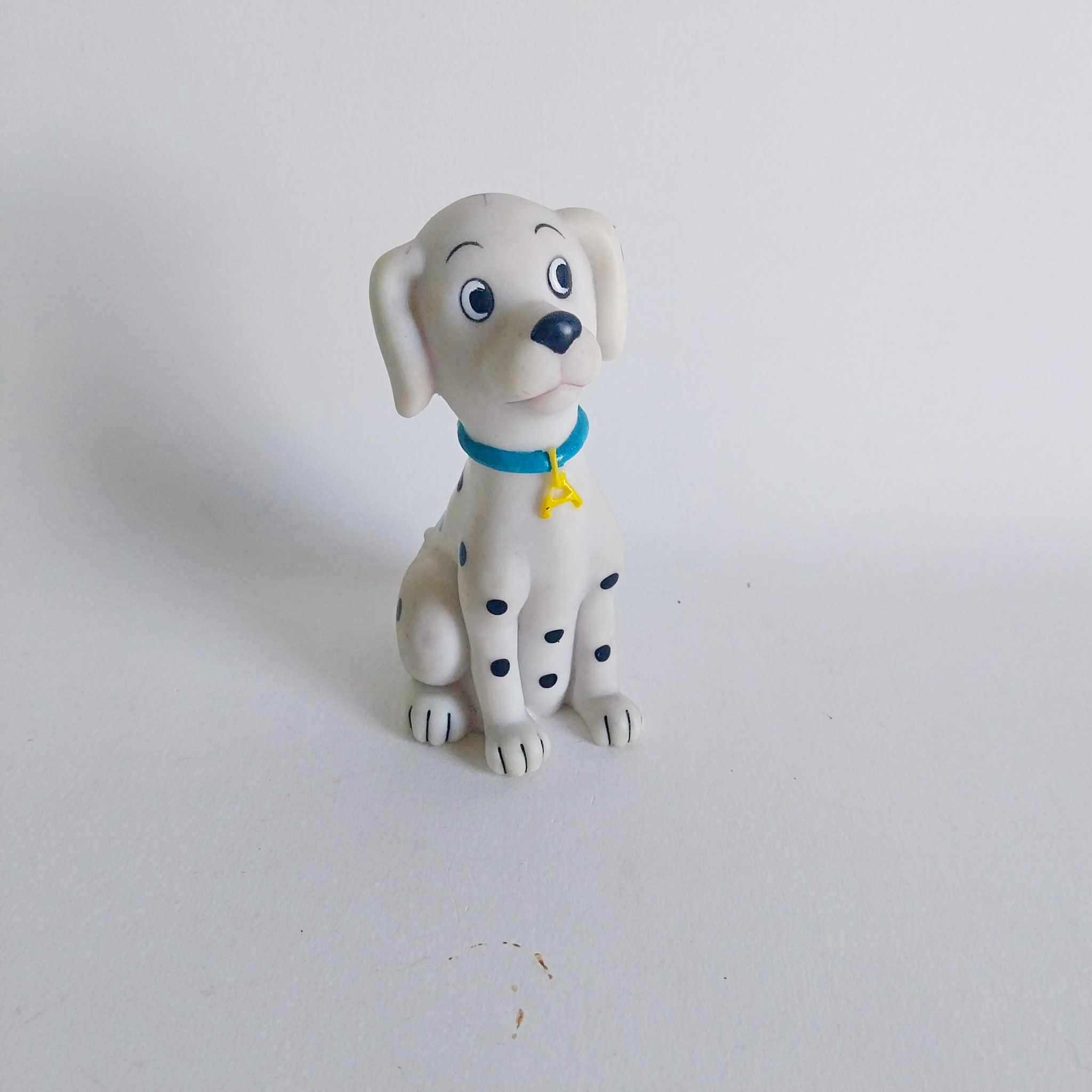 Disney 101 Dalmatians Puppy Rubber Figure – Sitting Dalmatian with Blue Collar & Bone Tag