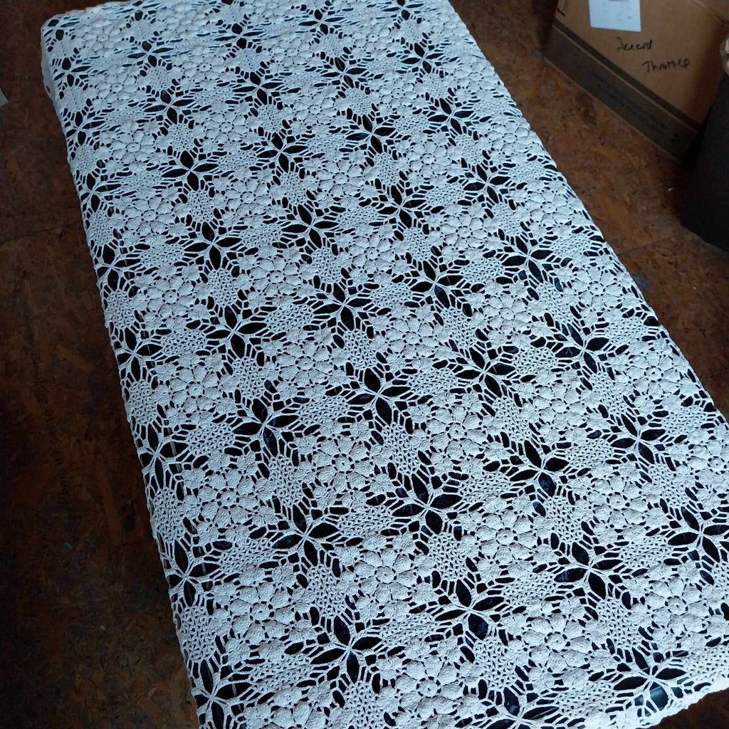 Vintage hand crocheted tablecloth, Off white rectangular tablecloth