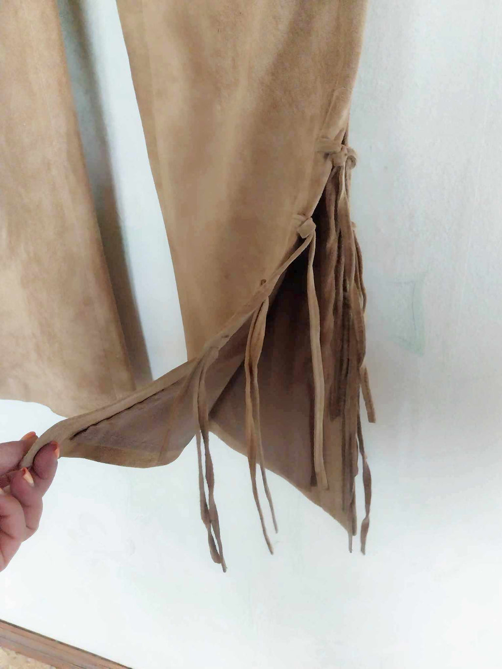 Vintage suede pants with fringe and laces, Western Cowgirl Pants