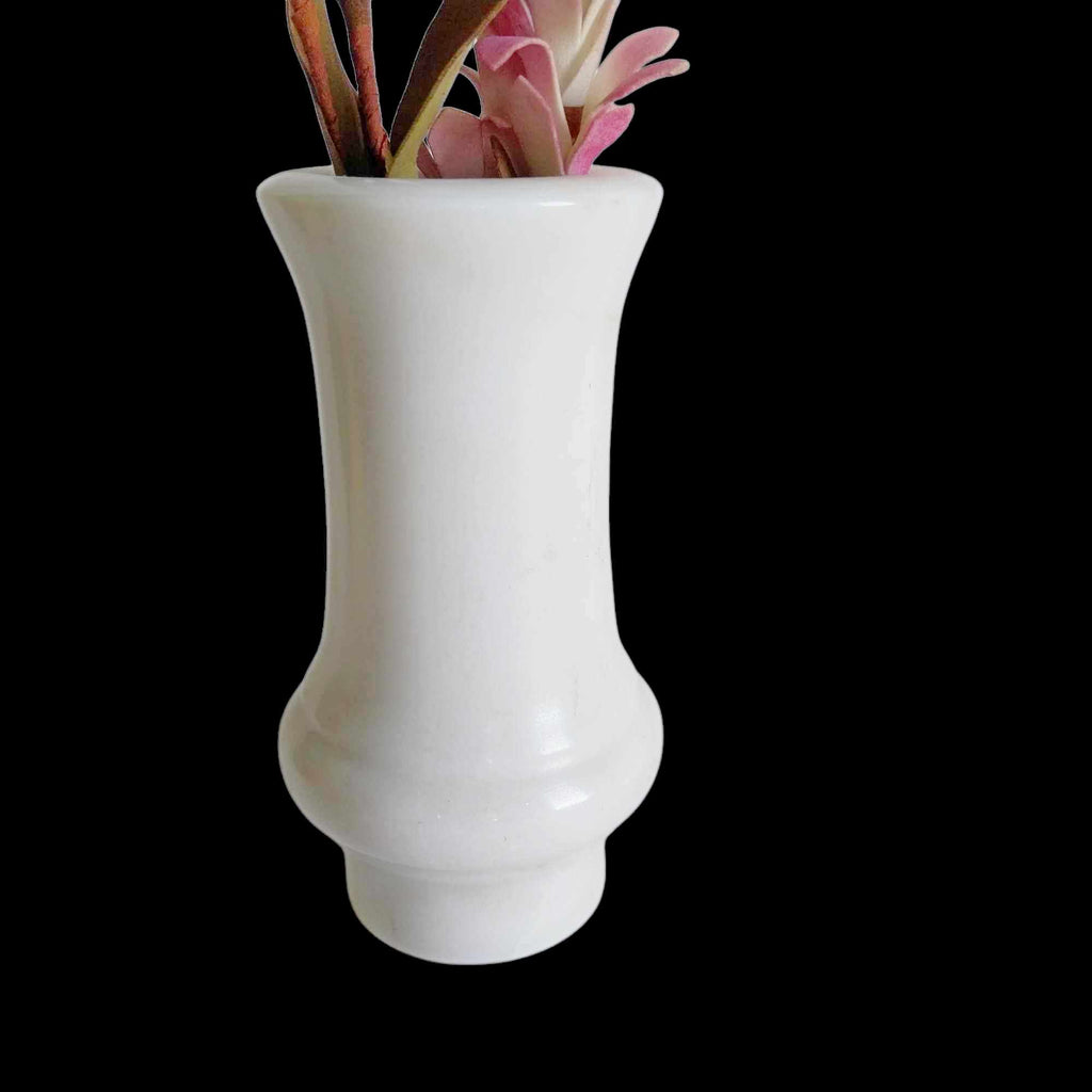 Vintage White Marble Vase – Classic Hourglass Silhouette