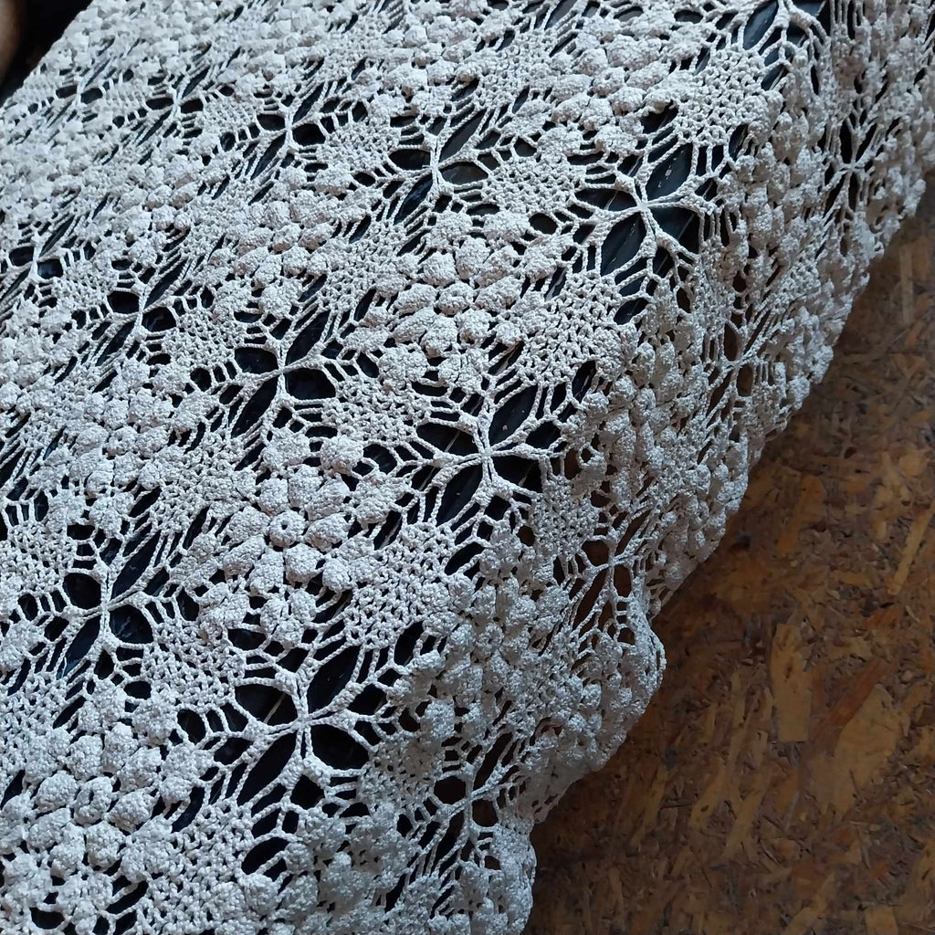 Vintage hand crocheted tablecloth, Off white rectangular tablecloth