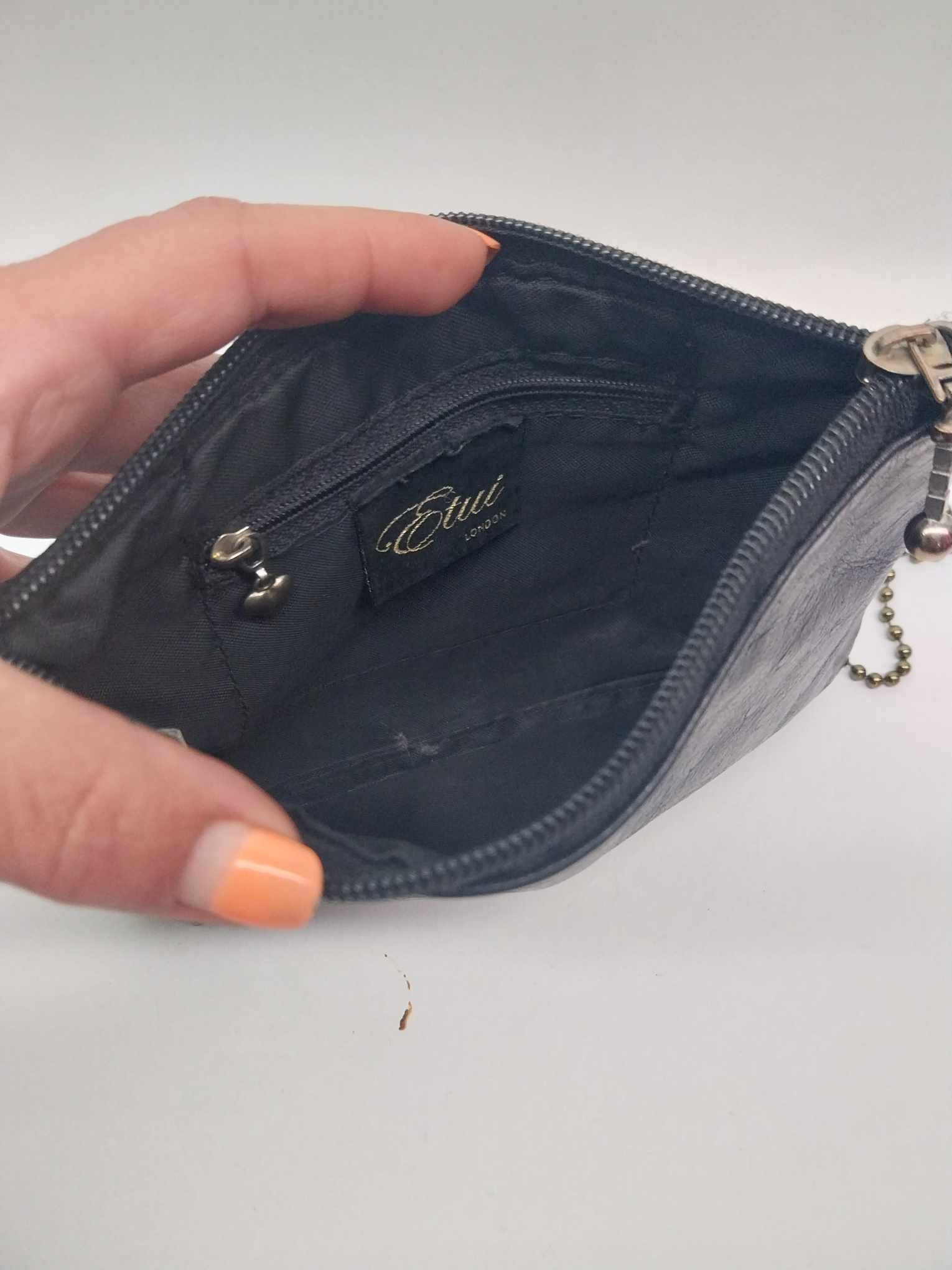 Vintage Etui London Black Leather Shoulder Crossbody Bag — Ball Chain Strap