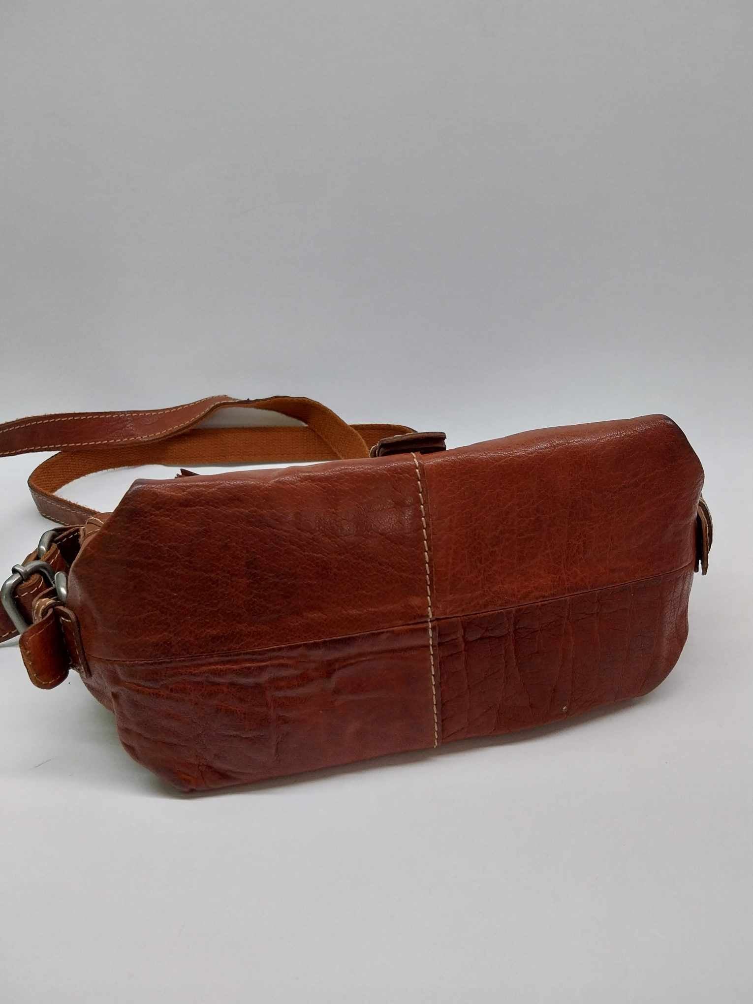 Italian Varese Vintage Leather Crossbody Bag — Cognac Brown