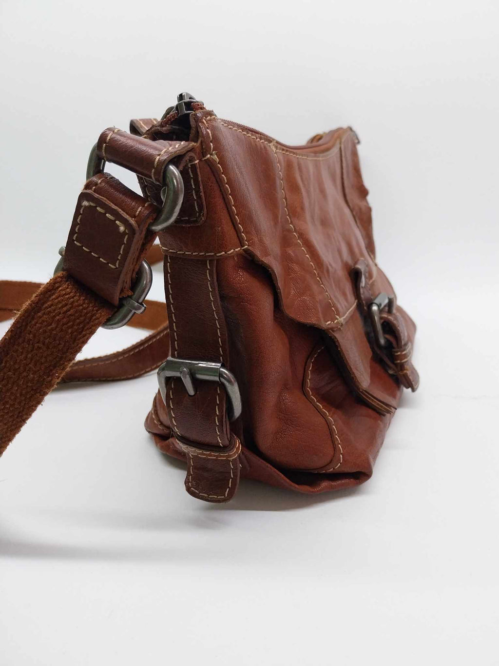 Italian Varese Vintage Leather Crossbody Bag — Cognac Brown