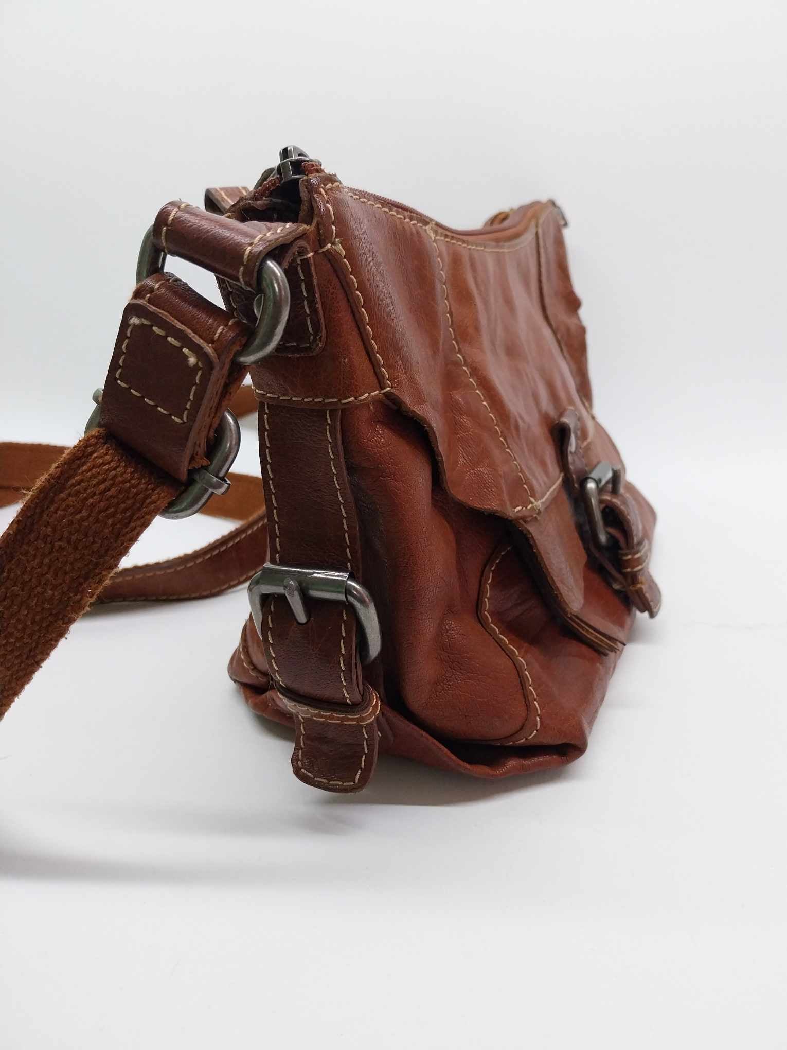Italian Varese Vintage Leather Crossbody Bag — Cognac Brown