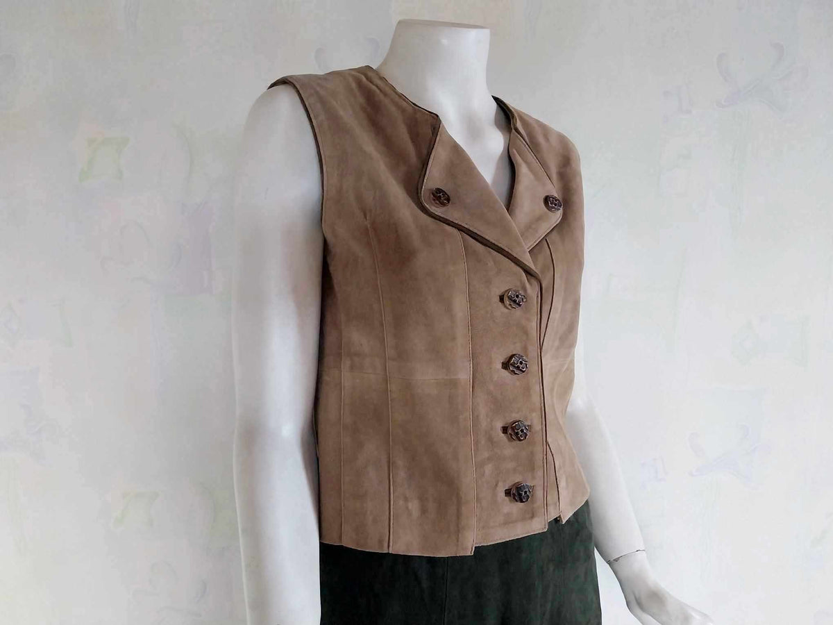 Vintage Suede Vest – Natural Life Landhausmode, Size 40