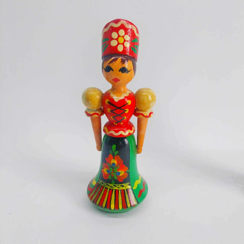 Two hand-painted wooden dolls from the USSR, 1980s