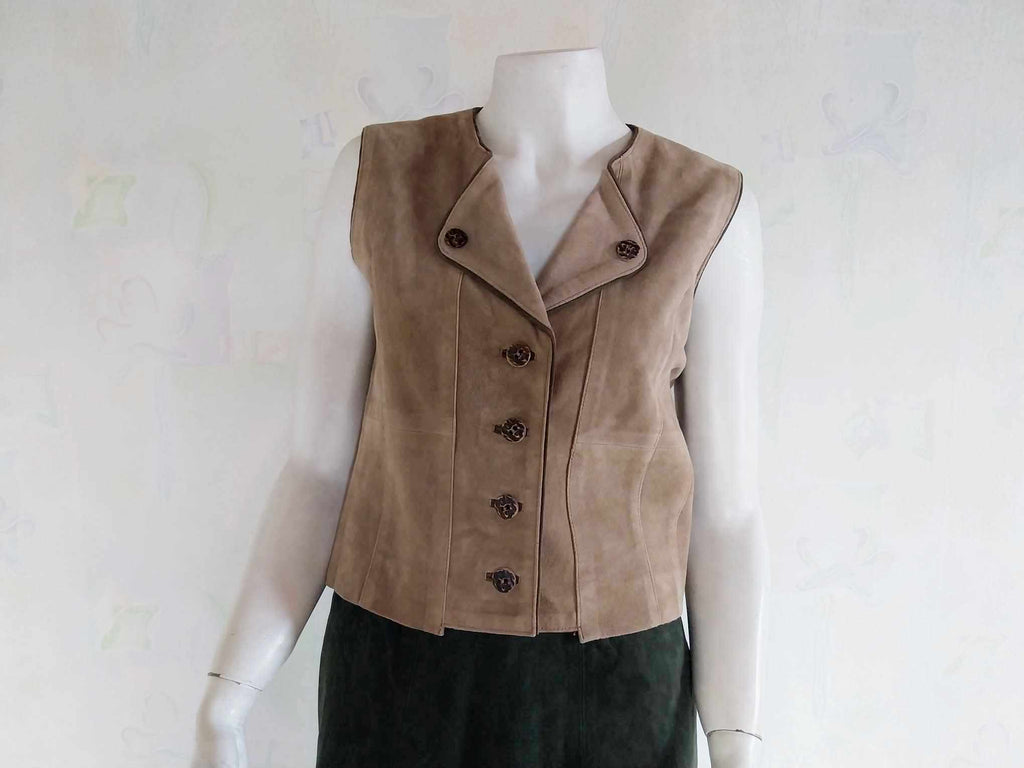 Vintage Suede Vest – Natural Life Landhausmode, Size 40