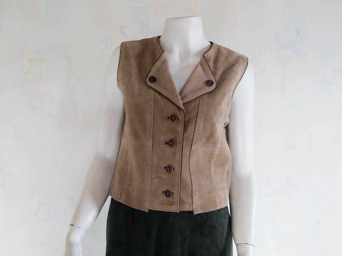 Vintage Suede Vest – Natural Life Landhausmode, Size 40