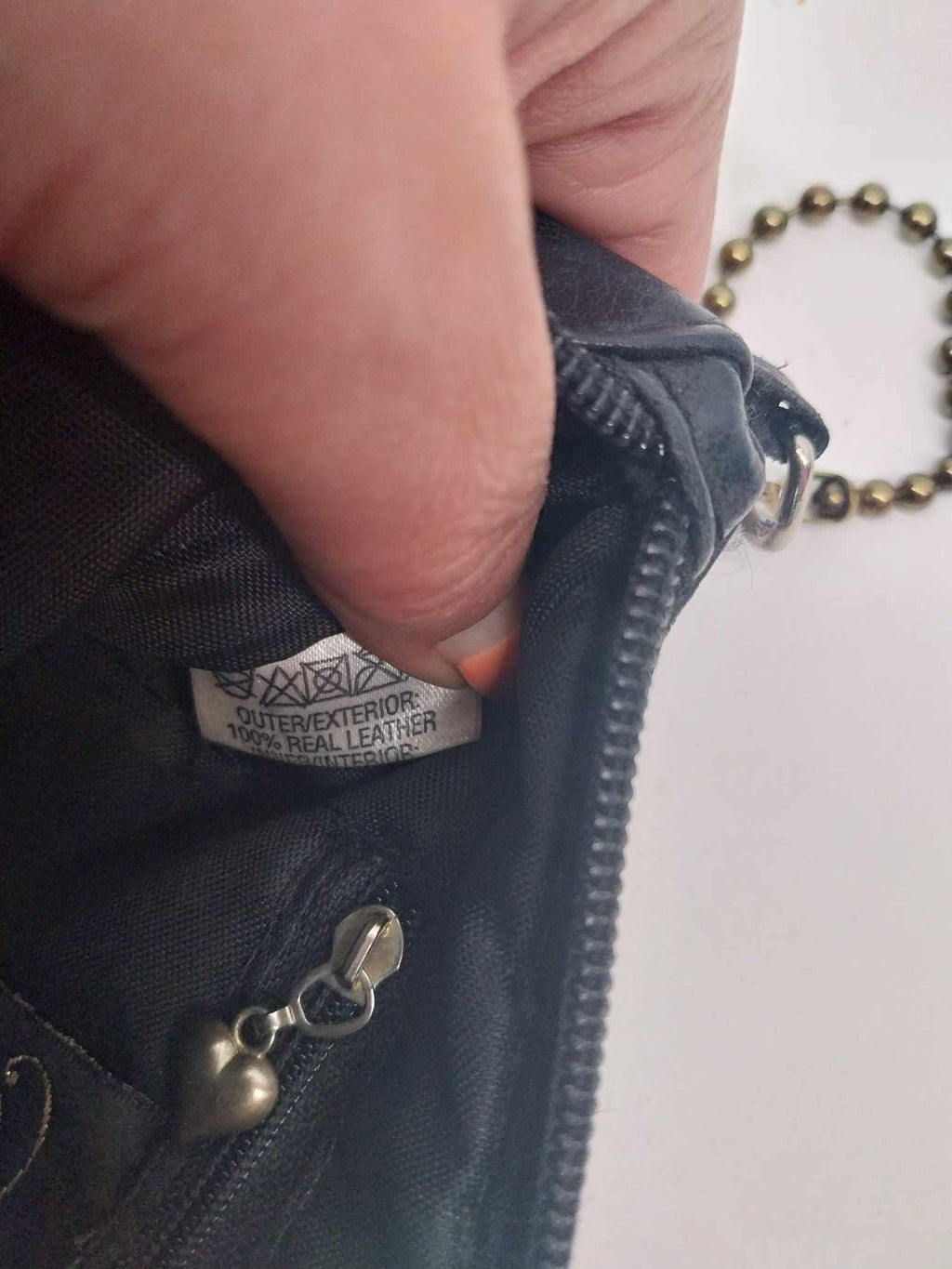 Vintage Etui London Black Leather Shoulder Crossbody Bag — Ball Chain Strap