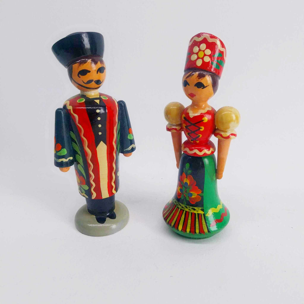 Two hand-painted wooden dolls from the USSR, 1980s