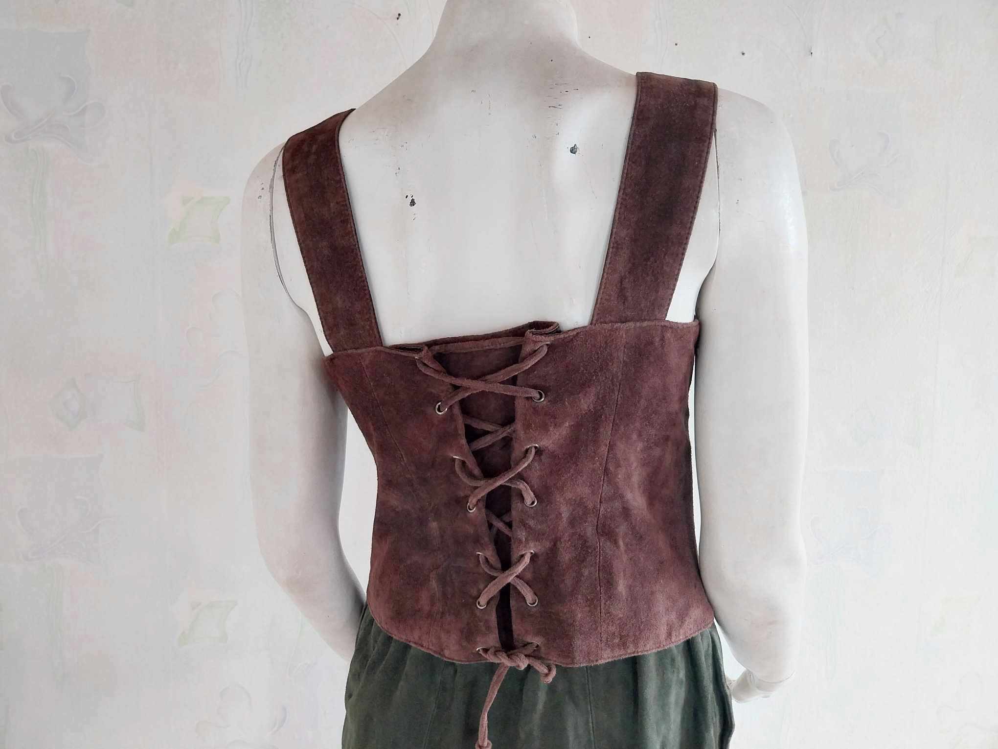 Vintage Dirndl Suede Corset Vest by  Landhaus - Bavarian