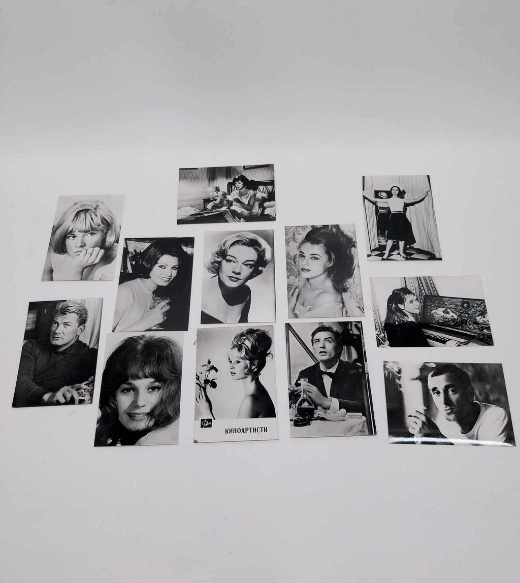 Vintage European Film Stars Photo Cards – Set of 12 Black & White