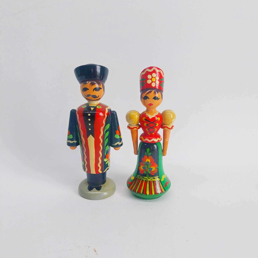 Two hand-painted wooden dolls from the USSR, 1980s
