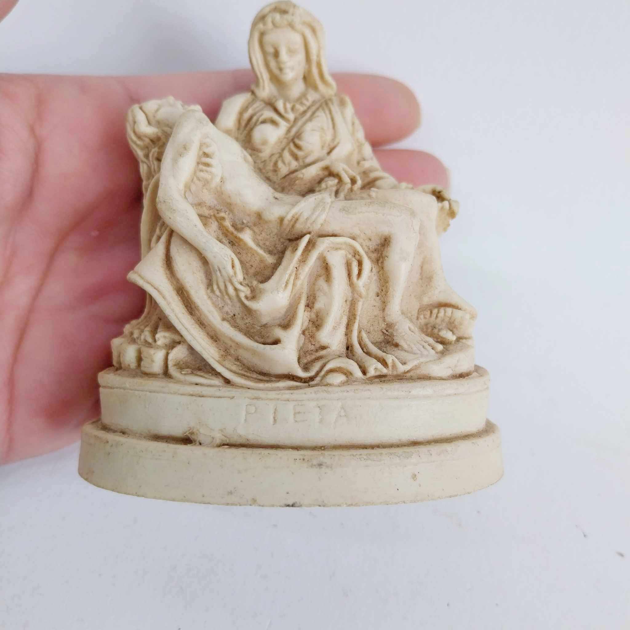 Miniature Italian Sculpture — Michelangelo's Pietà Replica, Resin Figurine