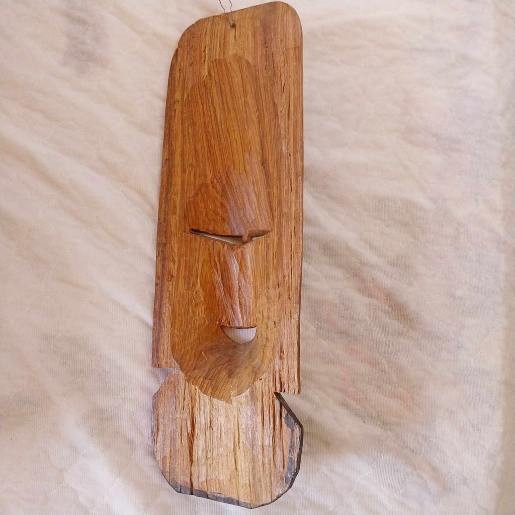 Vintage wooden African mask, hand carved wall hanging mask