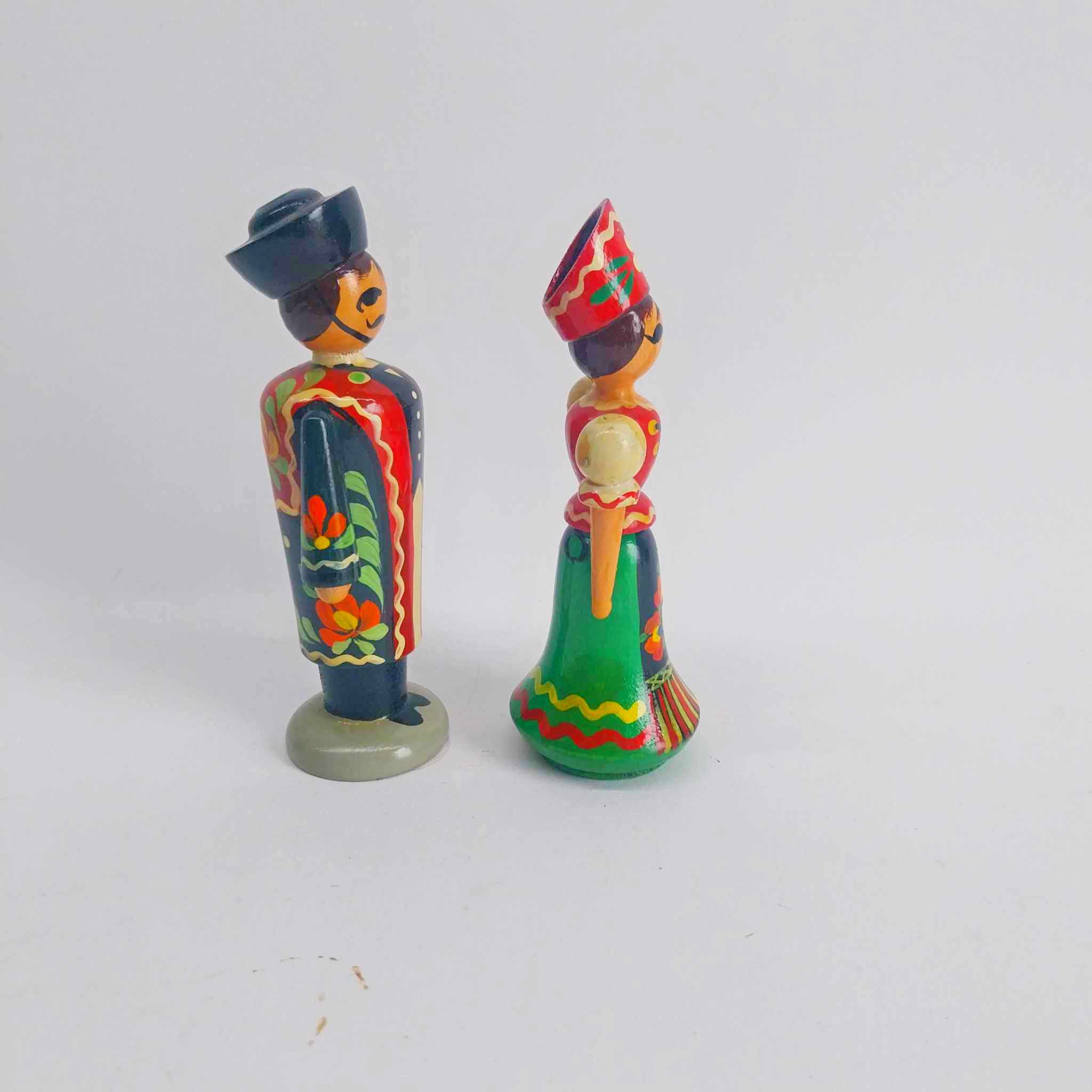 Two hand-painted wooden dolls from the USSR, 1980s