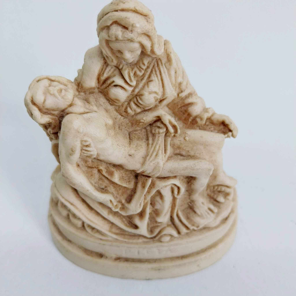 Miniature Italian Sculpture — Michelangelo's Pietà Replica, Resin Figurine