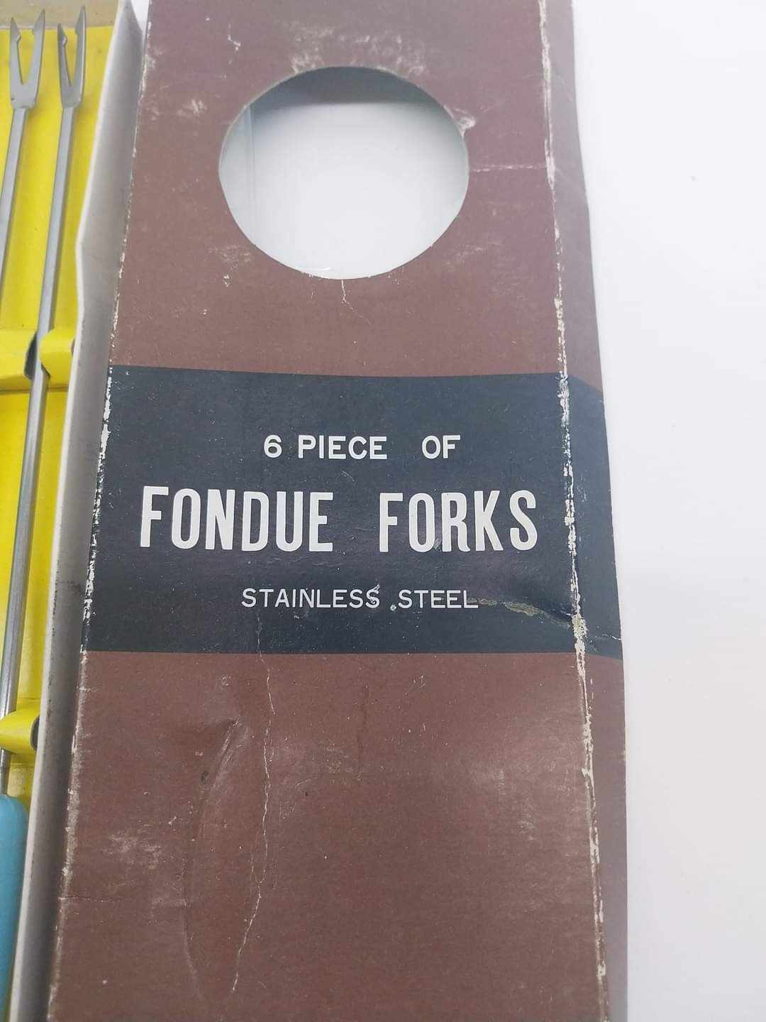 Vintage Stainless Steel Fondue Forks — Set of 6, Original Box