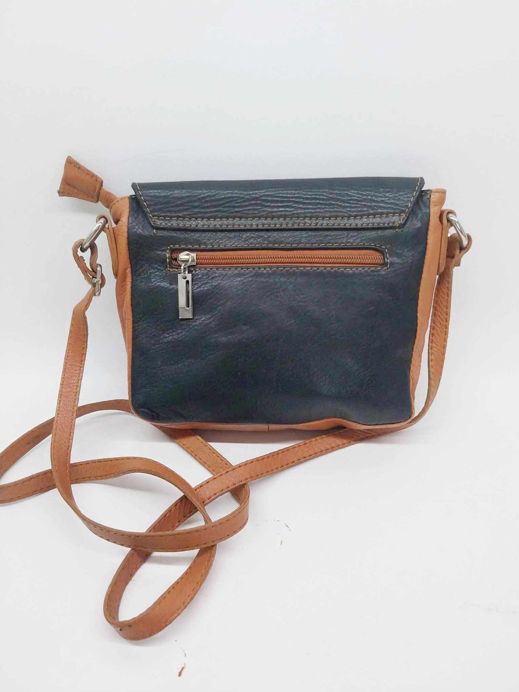 Italian Vintage Two-Tone Leather Satchel Crossbody Bag – Black Brown Handbag