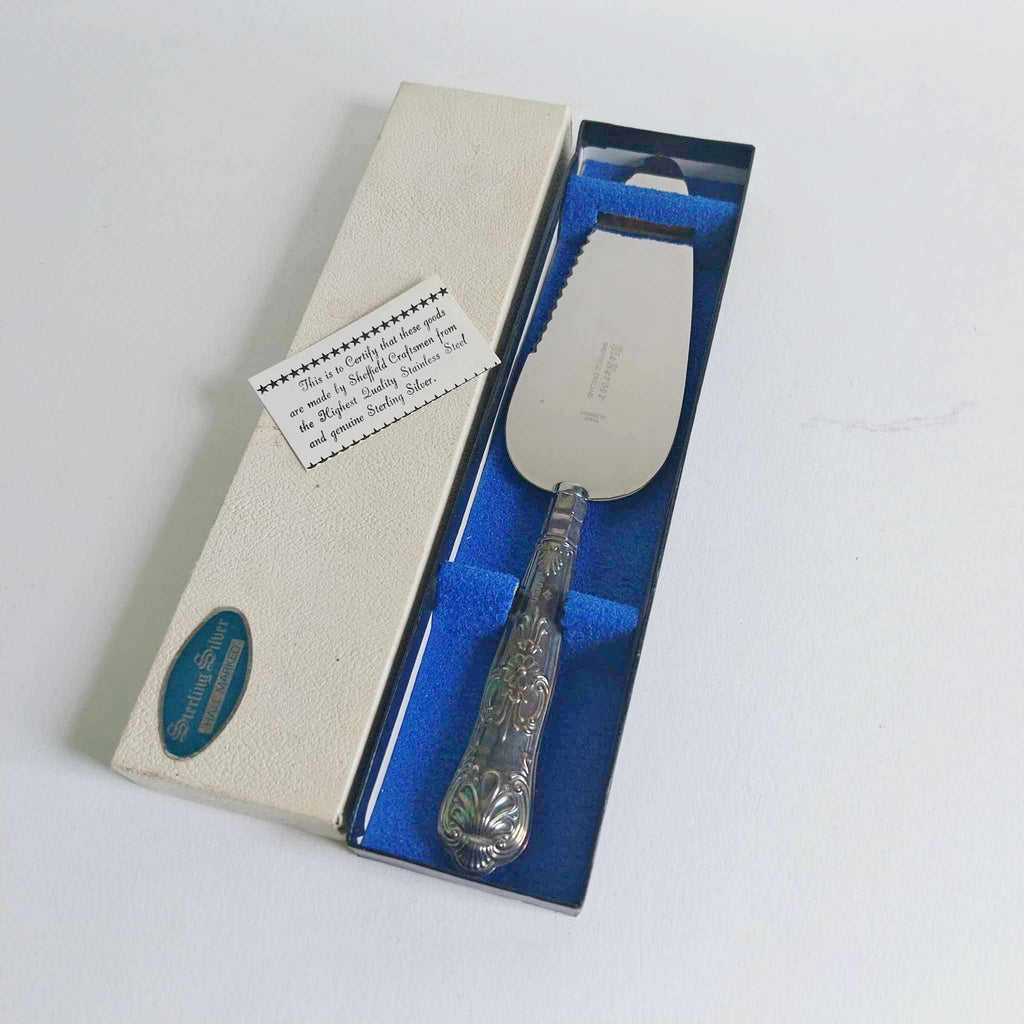 Vintage stainless steel and silver cake spatula Sheffield England with certificate
