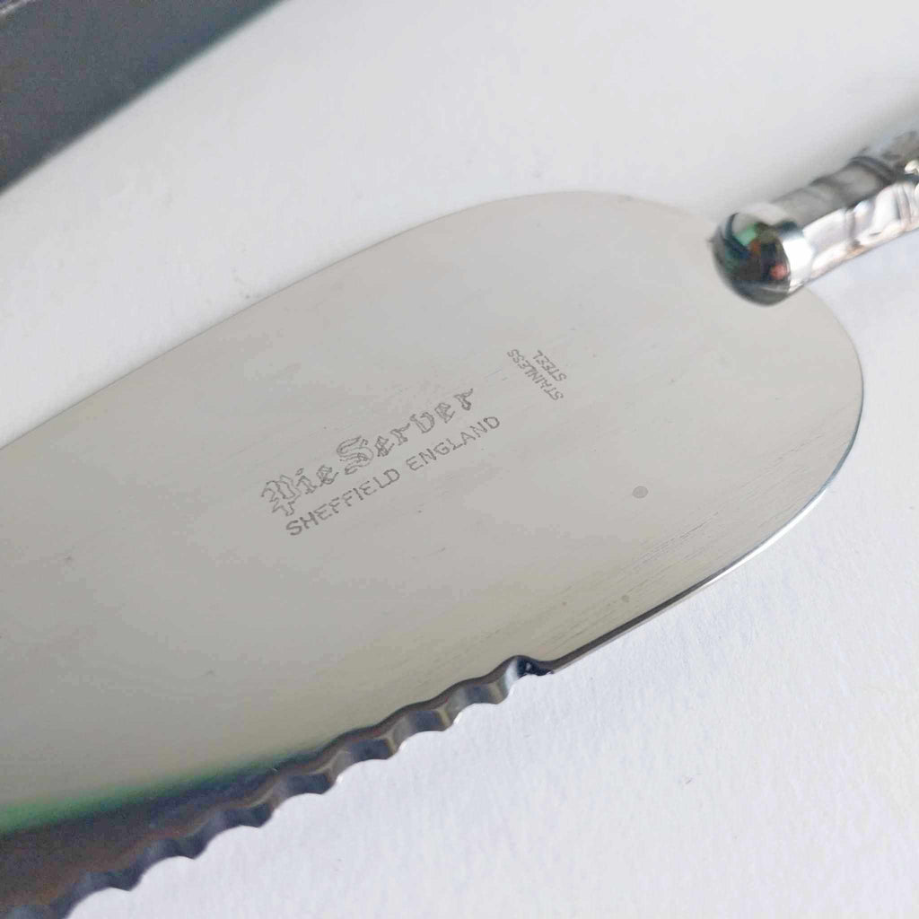 Vintage stainless steel and silver cake spatula Sheffield England with certificate