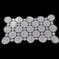 Vintage hand-crocheted white lace table runner with circular medallion motifs