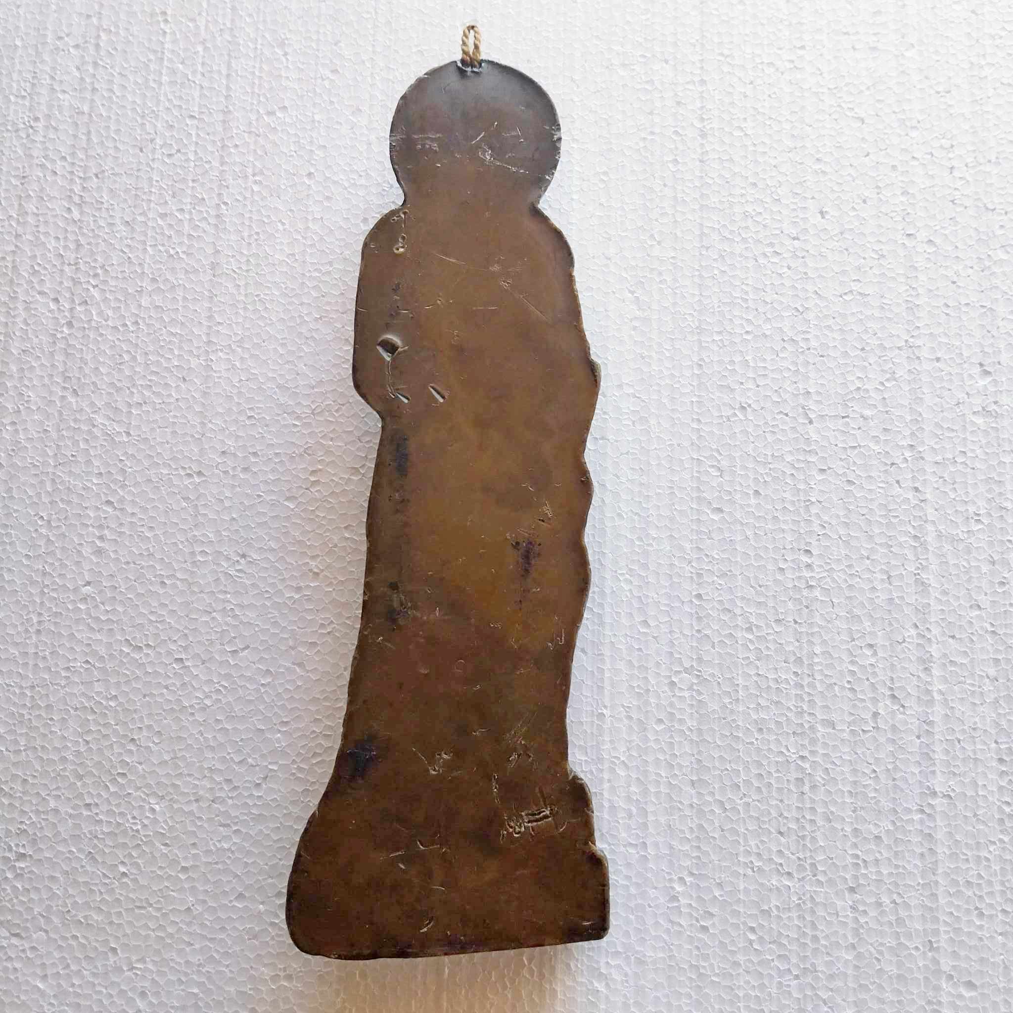 Rare Vintage Paraffin Wall Figurine — Saint Knight with Cathedral