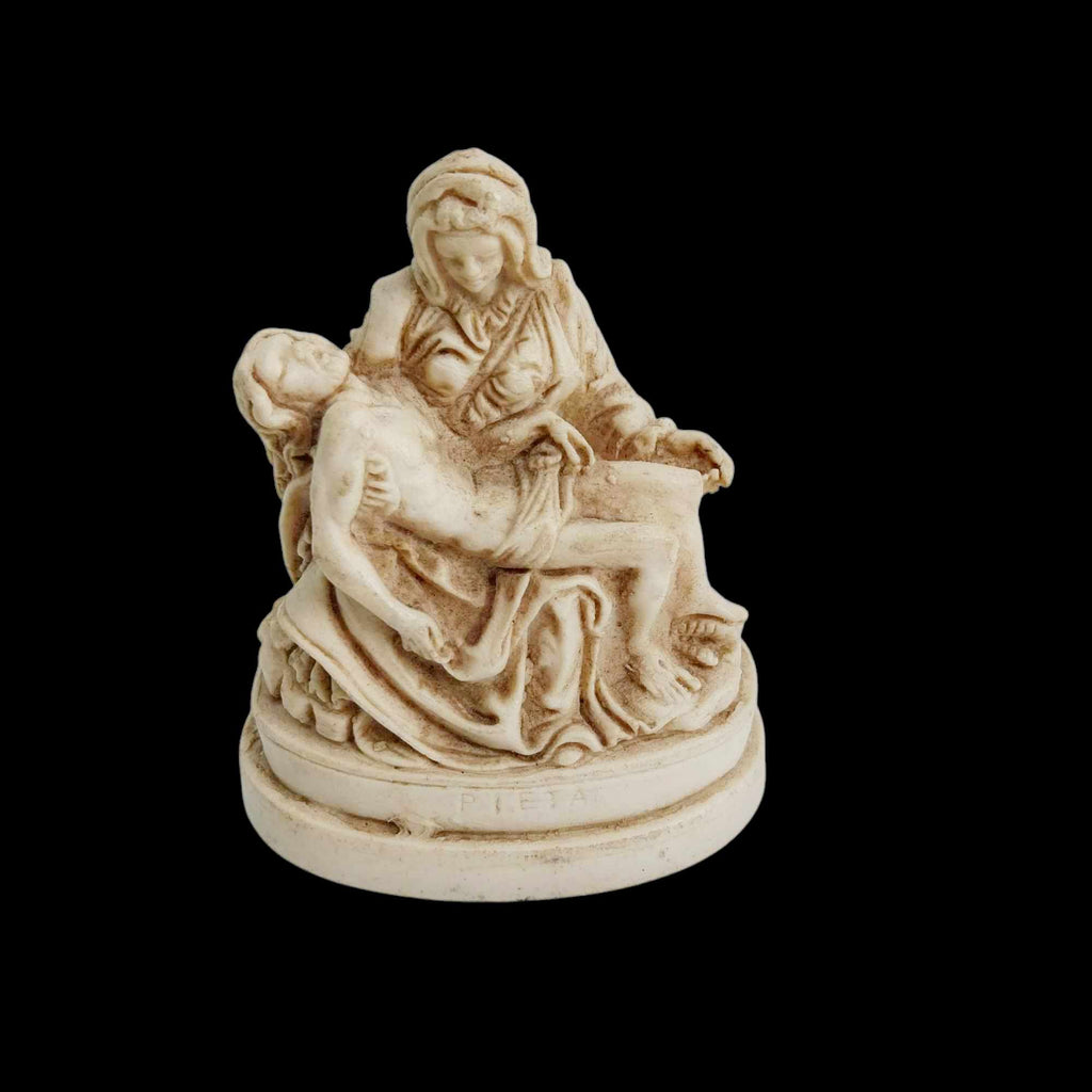 Miniature Italian Sculpture — Michelangelo's Pietà Replica, Resin Figurine