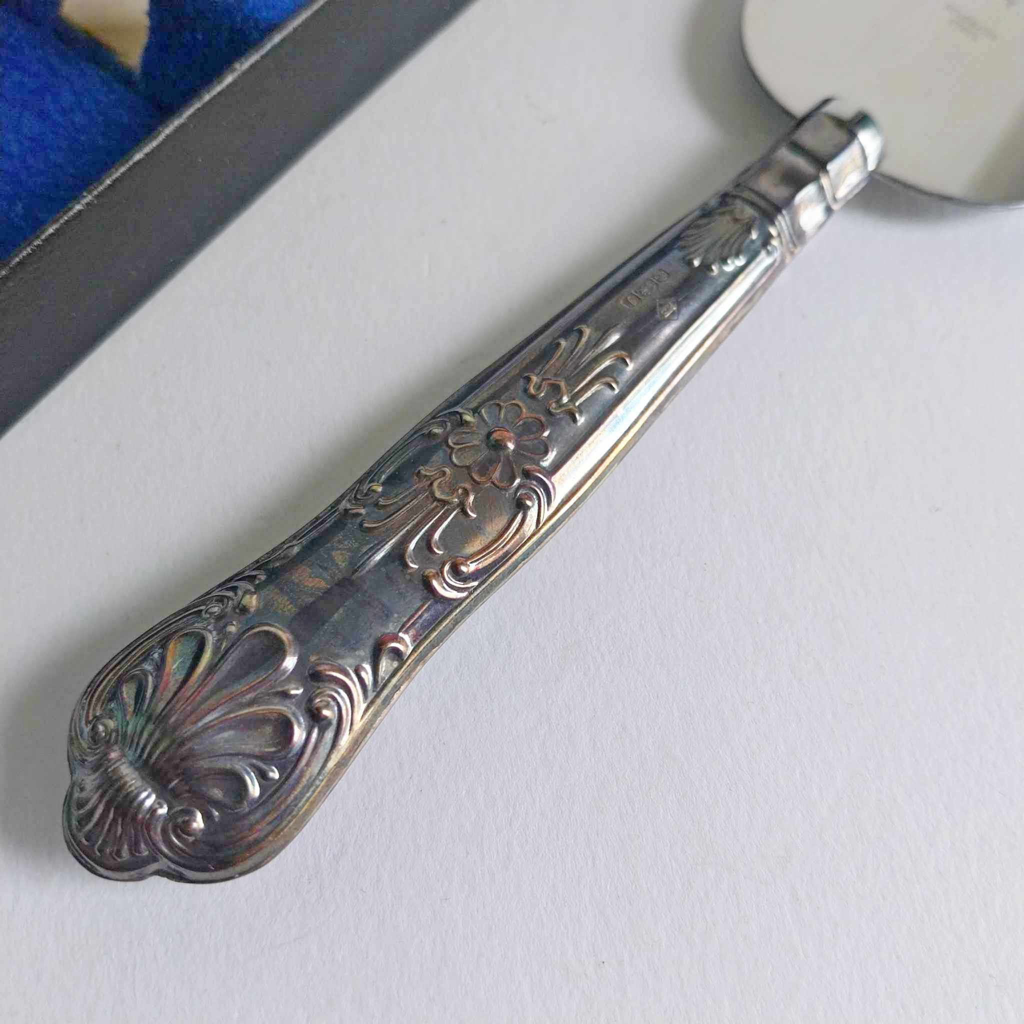 Vintage stainless steel and silver cake spatula Sheffield England with certificate