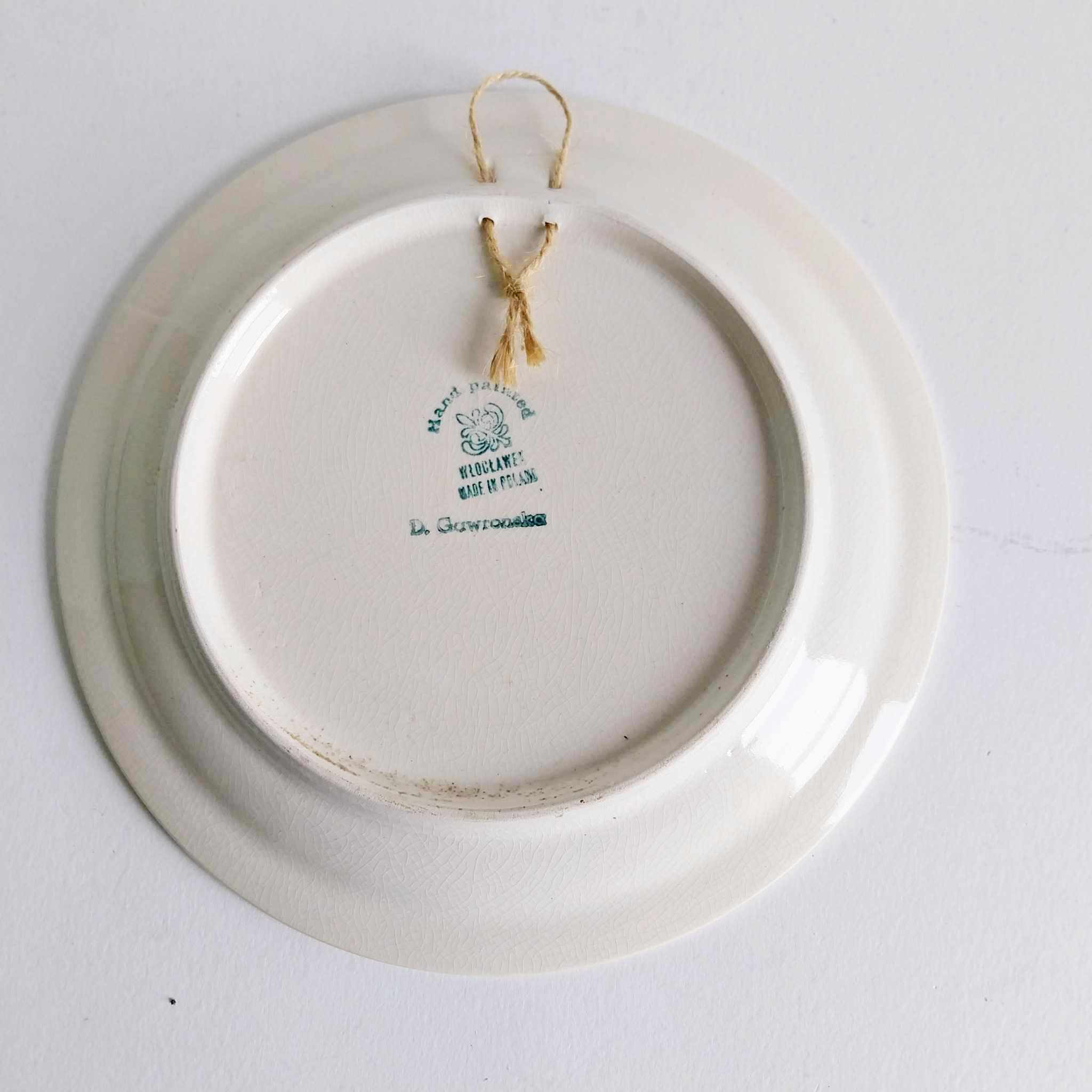 Vintage Hand-Painted Ceramic Plate — Wloclawek, Poland