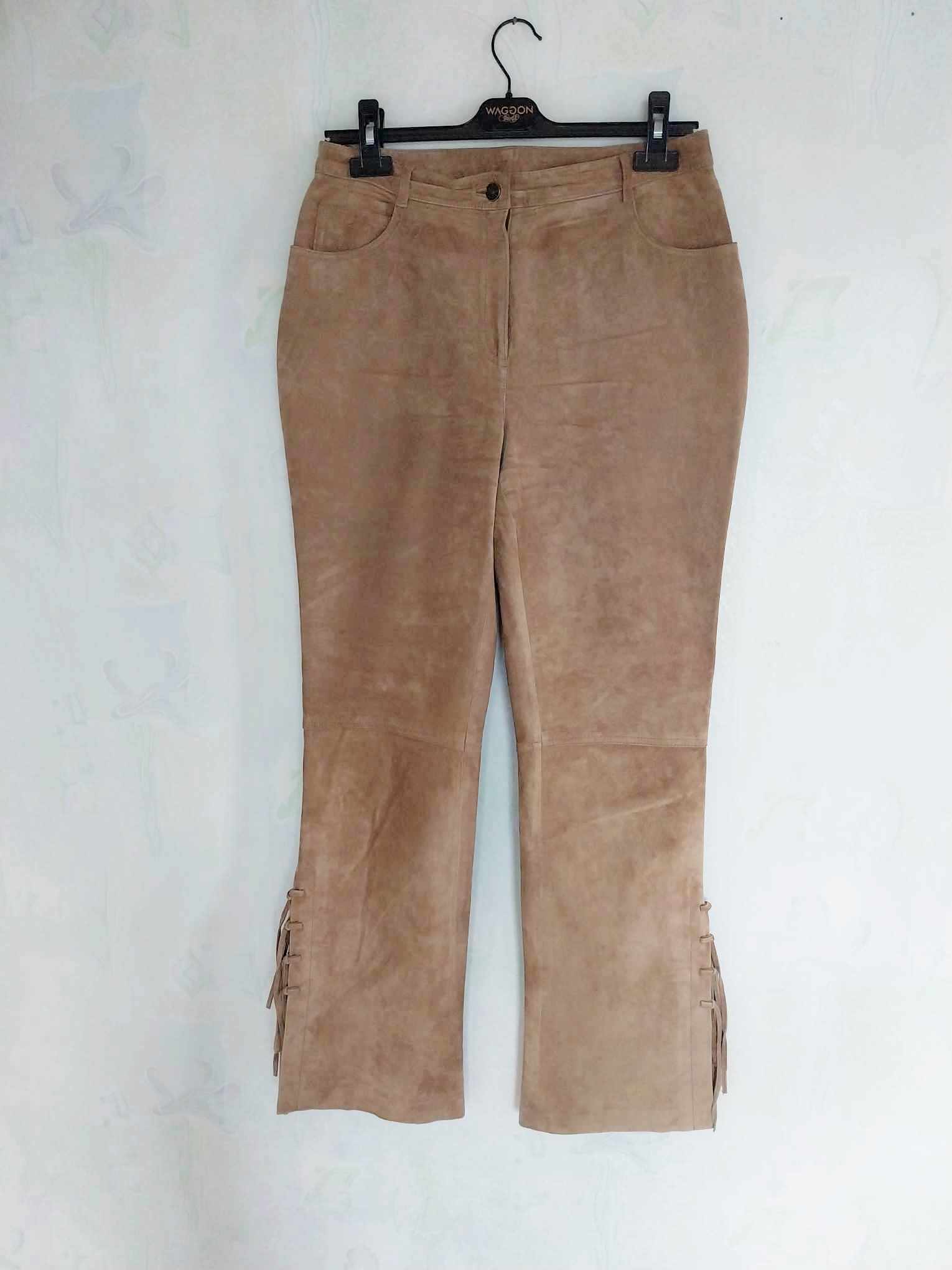 Vintage suede pants with fringe and laces, Western Cowgirl Pants