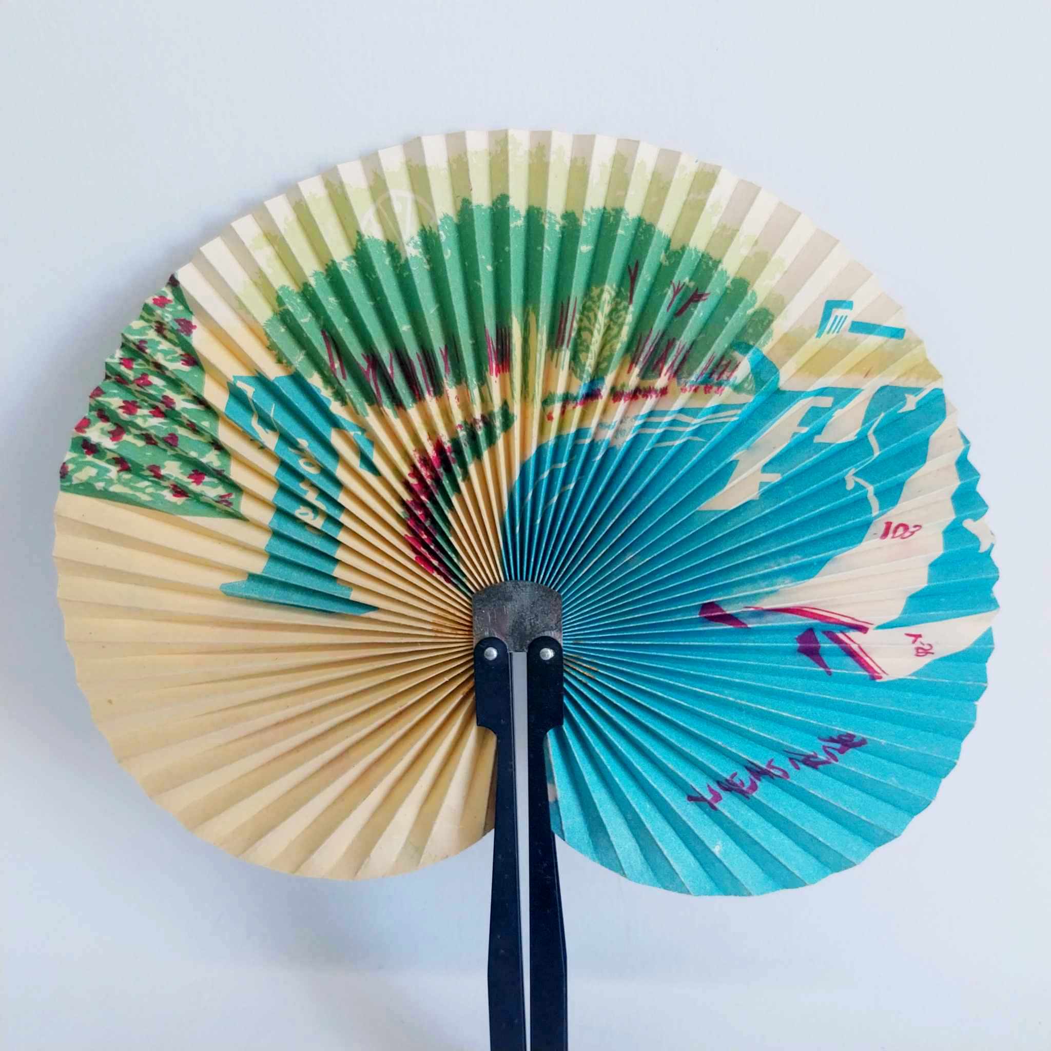 Vintage Japanese Folding Fan — World Map Print