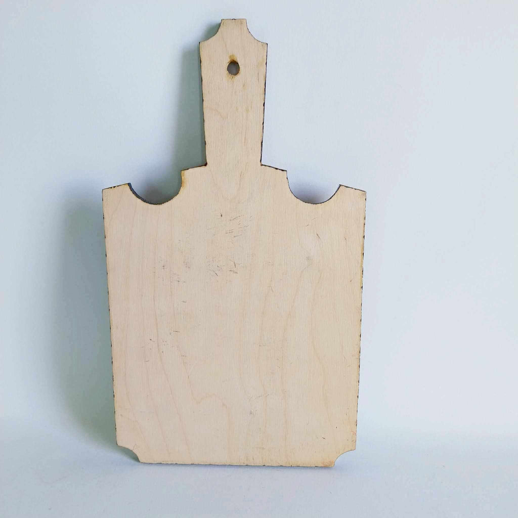 Vintage wooden cutting board from the USSR, hand-painted with poppies