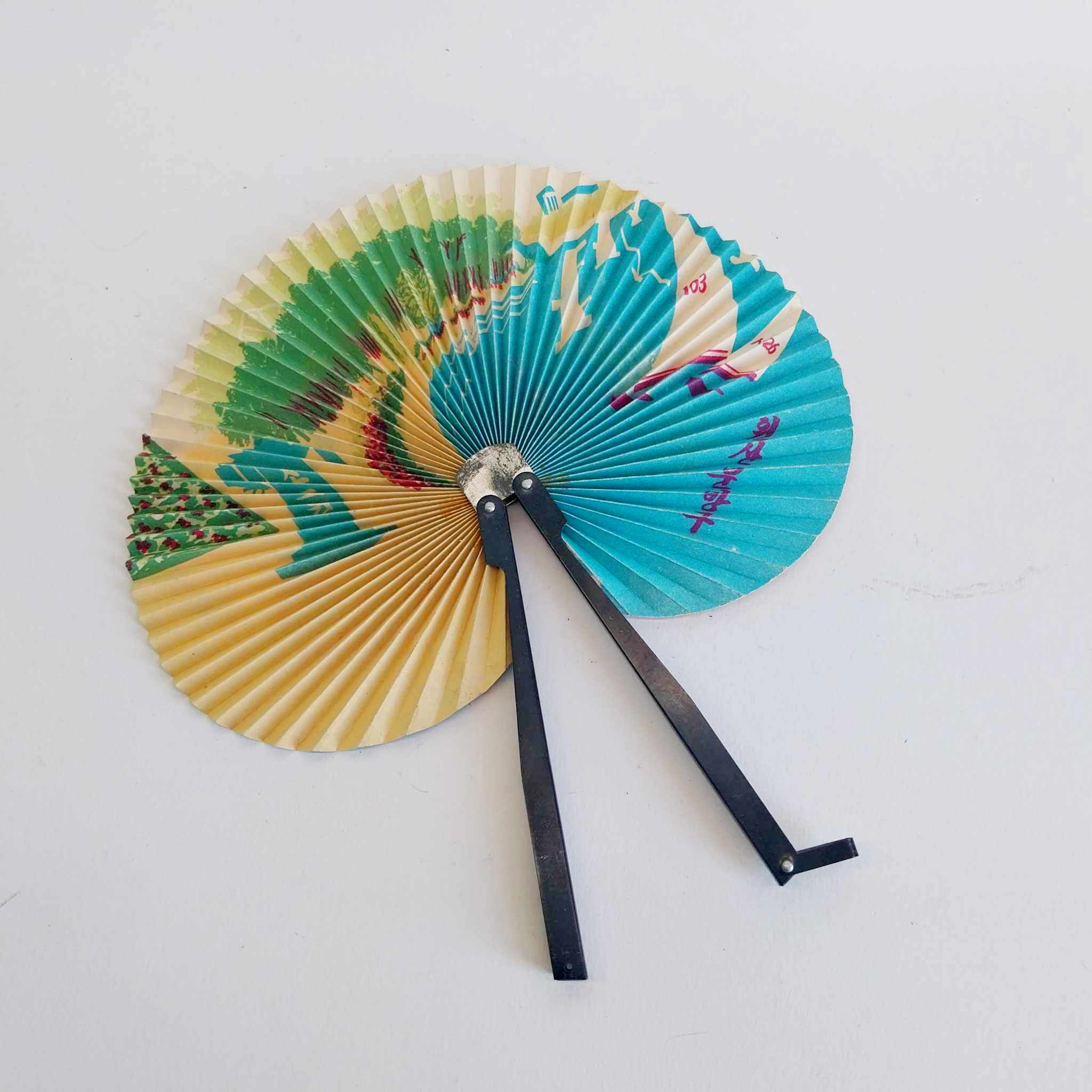 Vintage Japanese Folding Fan — World Map Print