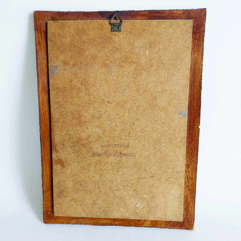 Vintage Leather Wall Plaque — Queen Nefertiti, Hand-Carved Relief