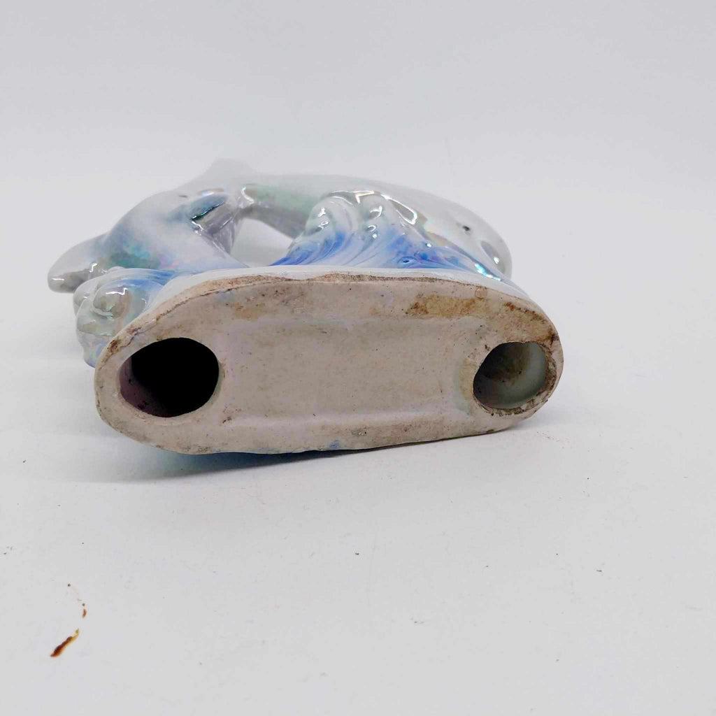 80s Vintage porcelain dolphin figurine with gloss finish