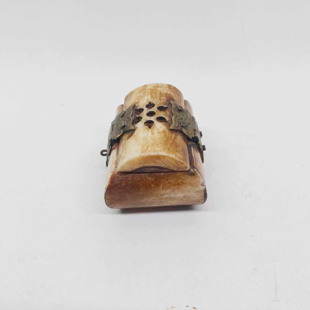 Vintage Natural Bone Jewelry Box with Brass Clasp